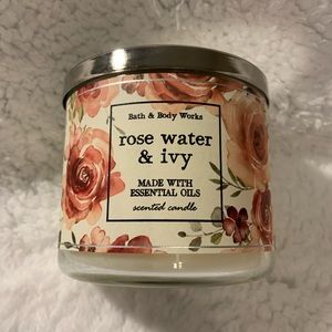 Bath & Body Works Rose Water and Ivy 3-wick candle. NWT
